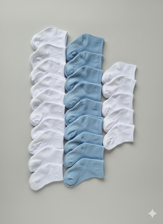 Gripsokken Megapack 25x Wit & Roze/Blauw