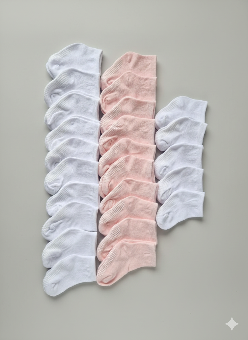 Gripsokken Megapack 25x Wit & Roze/Blauw