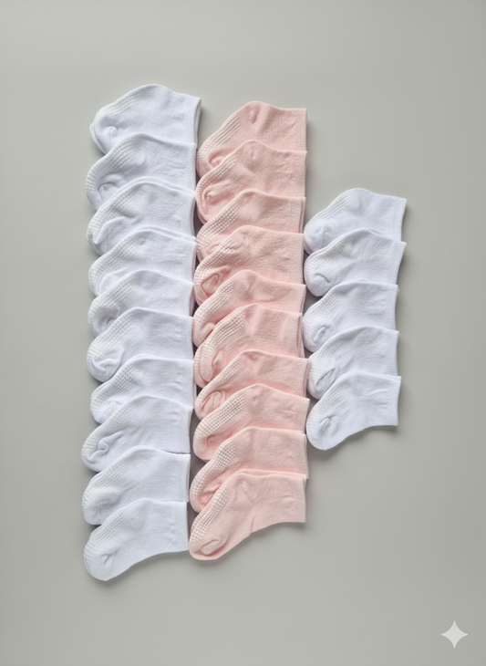 Gripsokken Megapack 25x Wit & Roze/Blauw