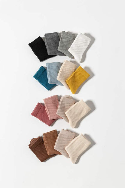 Kindersokken katoen zacht - 5 paar effen kleur