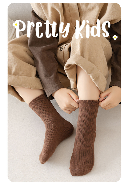 Kindersokken katoen zacht - 5 paar effen kleur