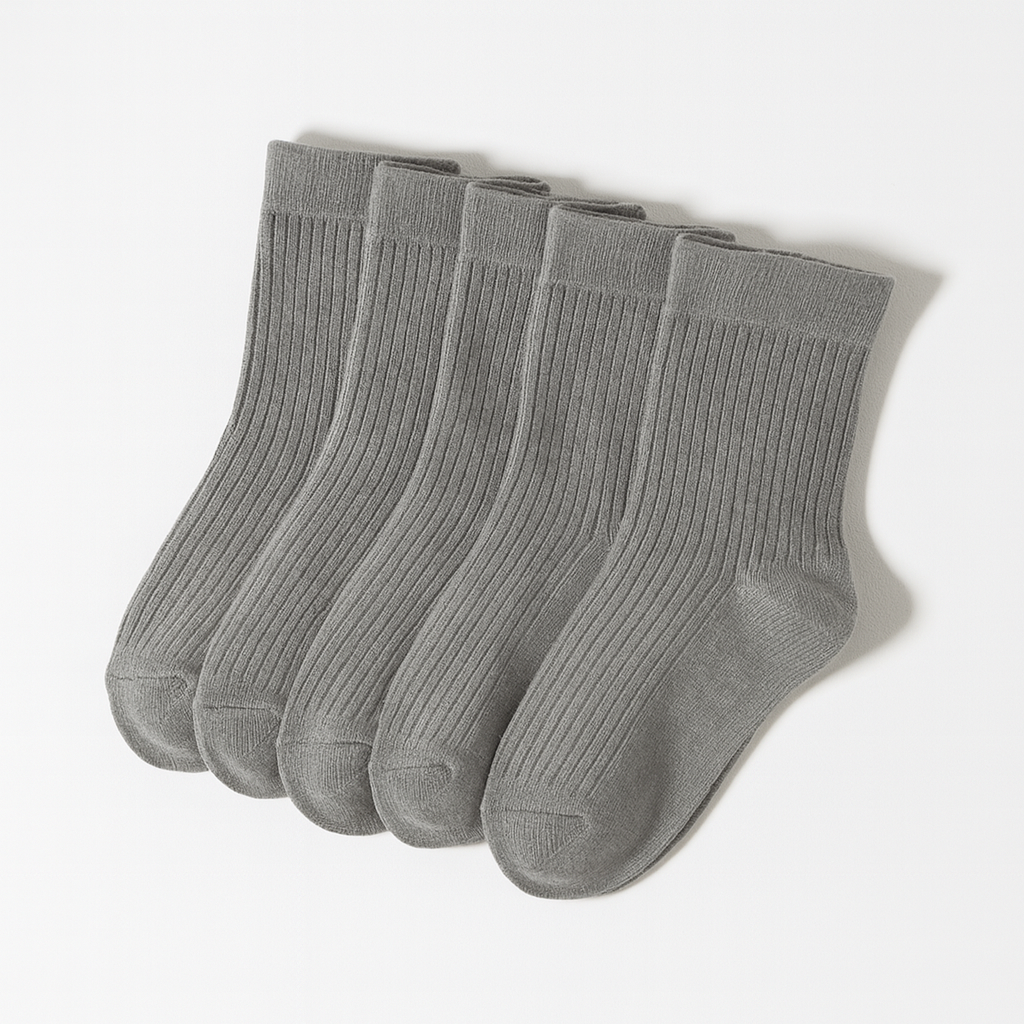 Kindersokken katoen zacht - 5 paar effen kleur
