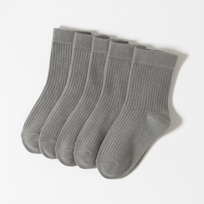 Kindersokken katoen zacht - 5 paar effen kleur