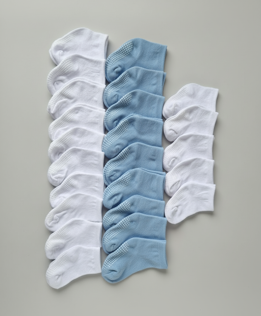 Gripsokken Megapack 25x Wit & Roze/Blauw