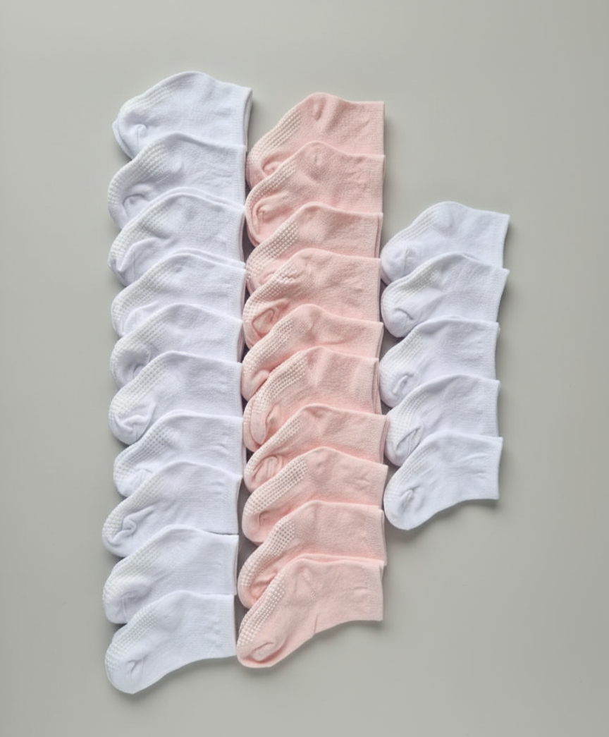 Gripsokken Megapack 25x Wit & Roze/Blauw