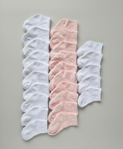 Gripsokken Megapack 25x Wit & Roze/Blauw