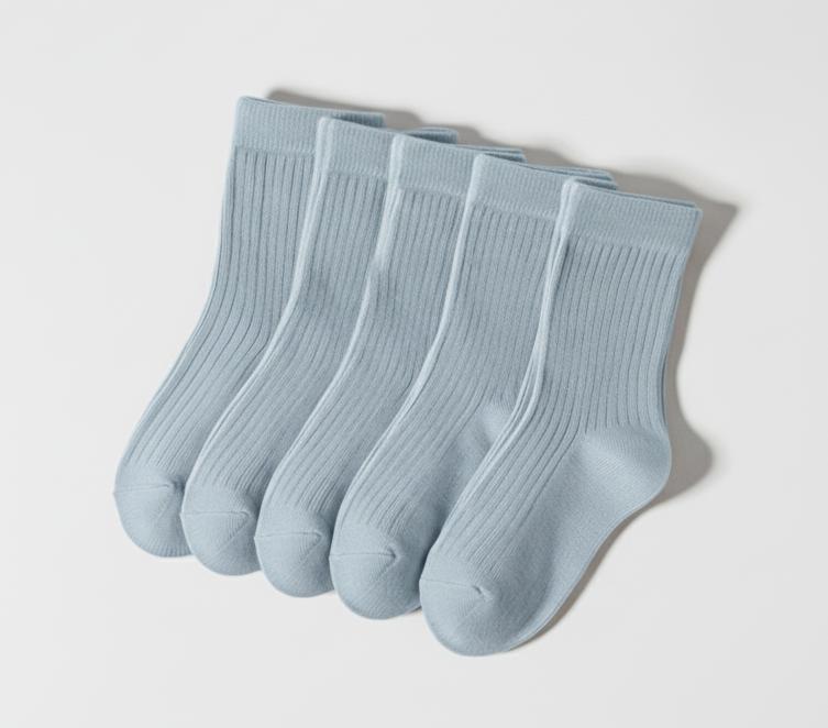 Kindersokken katoen zacht - 5 paar effen kleur