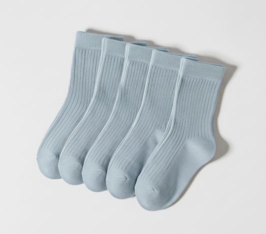 Kindersokken katoen zacht - 5 paar effen kleur