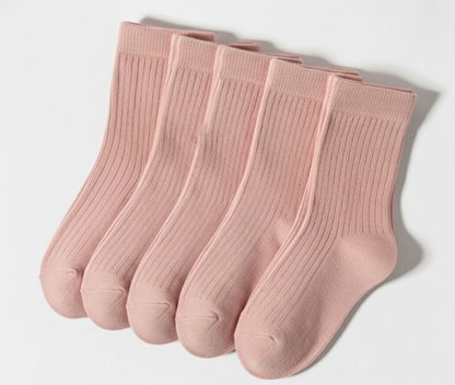 Kindersokken katoen zacht - 5 paar effen kleur