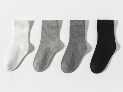 Kindersokken katoen zacht - 5 paar effen kleur